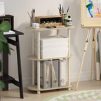 Furinno Turn-N-Tube No Tools 3-Tier Modern Oval Side Display Rack, Bauhaus Oak/Beige