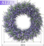 32" Lavender & Eucalyptus Wreath for Front Door, Porch, Window - Large Artificial Greenery Outdoor Wreath for Home, Farmhouse Decor - Spring, Summer, Fall, All Seasons (Purple)