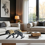 Cheetah Statue Black Gold Leopard Sculpture Home Decor Leopard Sculpture Resin Handmade Sitting Suitable for Living Room Table Center Bedroom Gift for Woman Father