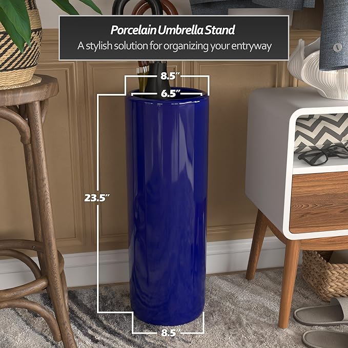 Red Lantern 24" Navy Blue Umbrella Stand