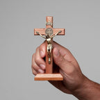 Intercession Wall and Table Wood Cross Crucifix (Antique Gold - 5 Inch)