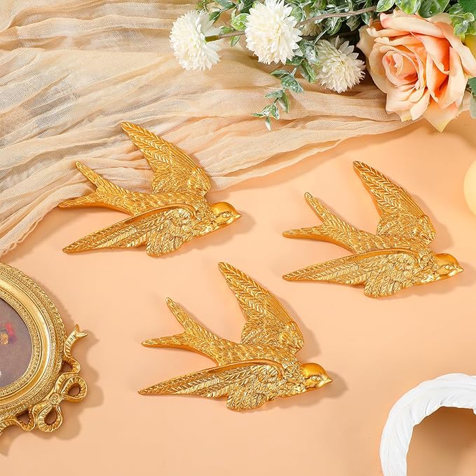 UKCOCO 3pcs Resin Swallow Wall Sculpture: Swallow Decorations Indoor Wall Art Crafts Living Room Bedroom Garden Decor, 4. 72x3. 54x0. 59in
