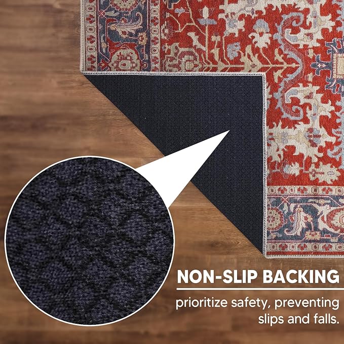 Keen Home Design 3x5 Rug - Machine Washable Entry Rug with Non-Slip Backing, Ideal for Enteryway, Kitchen, Bathroom, Laundry Room - Vintage, Easy Clean, Durable, Low Pile Rug - (3' x 5')