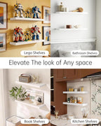 BAYKA Floating Shelves White, 22.5 inch Rustic Wood Wall Mounted Shelves for Bathroom, Bedroom, Living Room, Kitchen & Office, Hanging Shelf Deocr Display with 22 lbs Capacity, Set of 2