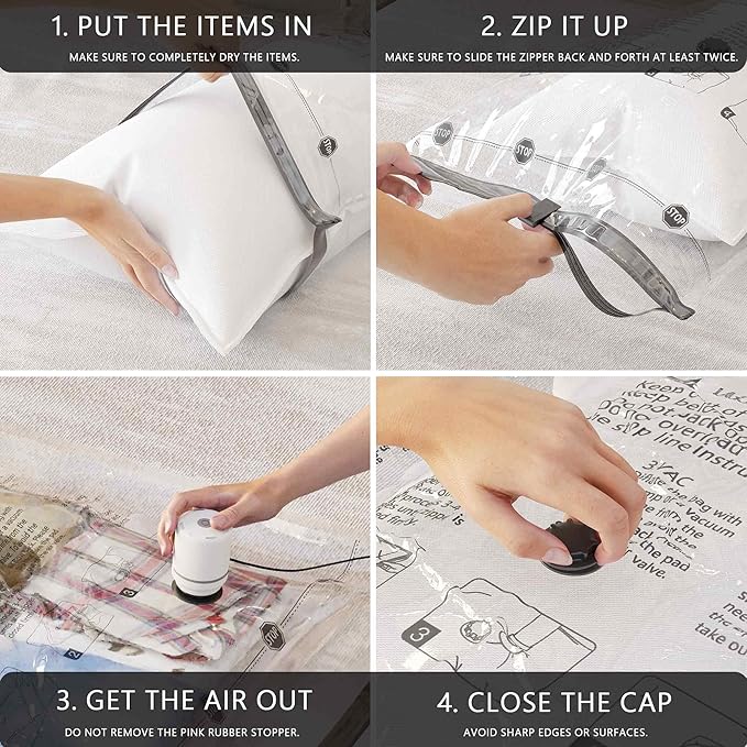 Travel Vacuum Storage Bags with Electric Pump, Space Saver Seal Compression Packing Bags for Clothing Bedding Comforters Blankets Pillows Clothes, 10 Jumbo