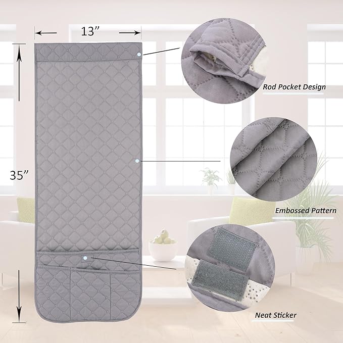 Armchair Caddy for Couch Remote Control Holder Non-slip Waterproof Sofa Armset Organizer with 4 Pockets Couch Chair Armrest Storage for TV Remote Control Phone Book 35"x13" Grey 1 Pack