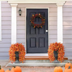 Homsunny Fall Flowers for Outdoors Fake Flowers UV Resistant Artificial Fall Flowers for Home Patio Balcony Yard Porch, Orange and Sunset Red
