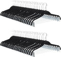 Amazon Basics Velvet Non-Slip Skirt Clothes Hangers with Clips, 360 Degree Rotatable Hook, Sturdy Construction, Organize Pants and Skirts, Black/Silver, 50-Pack