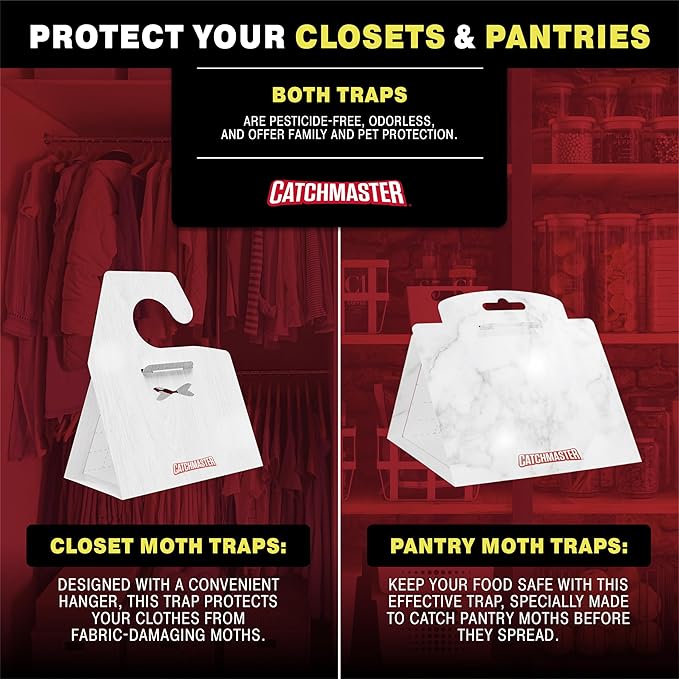 Catchmaster Pantry Moth Traps with Premium Extra Strength Pheromone Technology – XL, Extra-Strength Flour & Indian Meal Moth Traps – Protects Kitchen Cabinets & Food Storage – Marble, 6PK