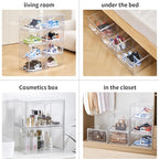 Sneaker Shoe Display Case,Shoe Box with Clear Magnetic Door,Thicken & Sturdy Organizer Containers Stackable,Fit Shoe Size Up to US 14 (X-Large) (X-Large-2pack)