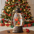 Christmas Snow Globe Lantern Water Glittering 12'' Cardinal with Music, USB Lined/Battery Operated Lighted Lantern for Christmas Festival Decoration Gifts