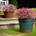 Artificial Fake Flowers Plants for Outdoor Spring Decor, 12 Bundles Faux Silk Flowers for Outdoor Outside Planter Colorful Daisy UV Resistant Look Real for Front Door Porch Patio Yard(Red Purple)