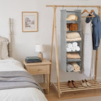GRANNY SAYS 6 Shelf Hanging Closet Organizers and Storage, Collapsible Closet Hanging Organizer with 2 Sturdy Hooks, Large Hanging Shelves for Kids Baby Clothing Organizer, Ash Gray