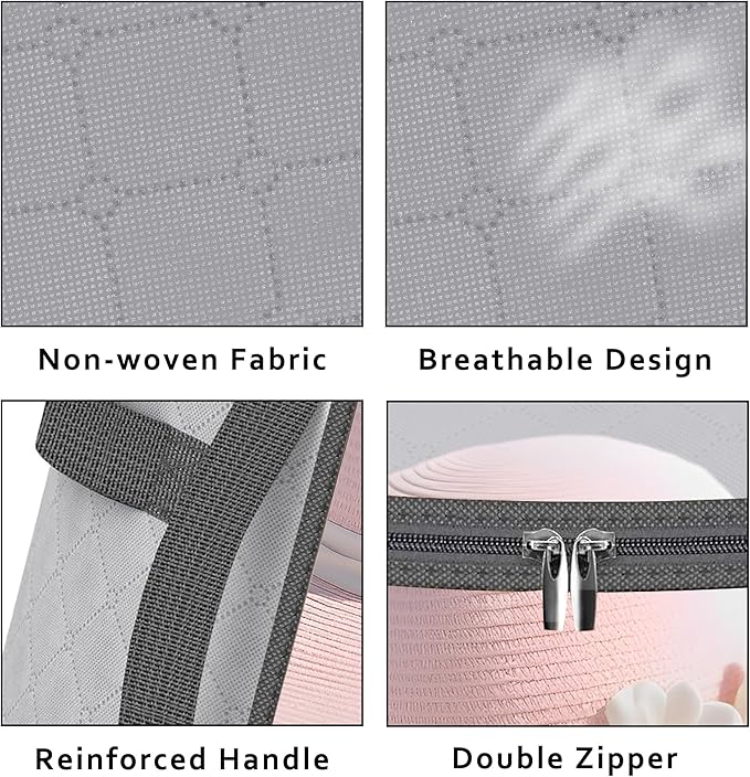 Clear Hat Storage Bag with Carrying Handles - 16.5" Large Closet Organizer for Baseball Caps, Cowboy Fedoras or Sun Hats (Grey)