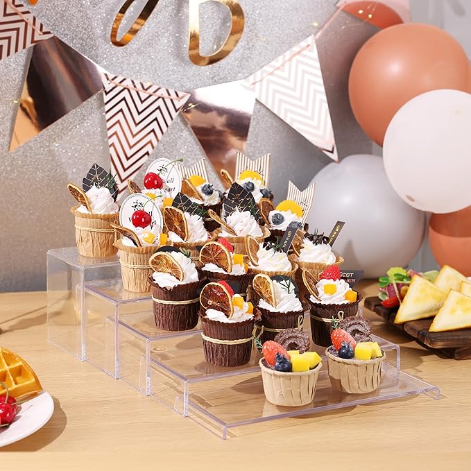 ANDGOO 10 Pack Large Acrylic Display Stands, 2 Set(10”L~11”L~12”L) Perfume Stand Organizer, Clear Cupcake Stand, Display Risers for Retail Stores Special Events Exhibitions Home Decoration