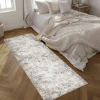 Washable Area Rug 3x8 Entryway Rug: Washable Modern Abstract Soft Thin Rug Indoor Floor No Slip Stain Resistant Carpet for Bedroom Dining Room Farmhouse Nursery Home Office - Brown Grey
