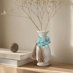 Misdary Modern Glass Beads Garland with Tassels, Blue Home Accent for Home Tray Shelf Coffee Table Living Room, Boho Decor Indoor Outdoor Stylish Tabletop Decoration, 25.6 Inch