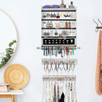 QILICHZ Wall Jewelry Organizer Set of 3 Jewelry Holder Jewelry Organizer Wall Mounted Wood Hanging Jewelry Wall Organizer Rustic Jewelry Hanger for Jewelry Storage Display