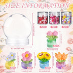 12 Sets Flower Craft Bulk Flower Plastic Clear Snow Globes Kit with Glow in The Dark Plates, Sequins Flakes, Glue Guns for Employee Make Your Own Party Snow Globes Craft DIY Gifts