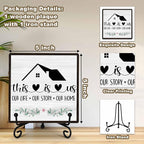 Welcome Home Sign, Home Kitchen Decor and Accessories, This Is Us Sign, Farmhouse Wooden Plaque with Iron Stand for Living Room Bedroom Table Shelf Decor-A18