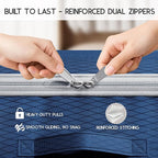 Compression Storage Bags for Comforters - 4 Pack Long Large 100L Compression Bags, 3-Layer Washable Ultra Space Saving Self Comforter Storage Bag for Blankets, Sheets, Clothes, Navy Blue