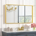 Keonjinn Gold Mirror for Bathroom 40 x 24 Inch, Brushed Gold Rectangular Mirror for Wall, Metal Framed Mirrors for Bathroom Sink, Full Length Rectangle Vanity Mirrors(Horizontal/Vertical)