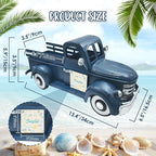 4th of July Decorations 13.4 Inch Farmhouse Vintage Truck with 20 Magnets Sign Interchangeable Seasonal Decor Rustic Metal Pickup Independence Day Patriotic Centerpieces for Home, Dark Blue