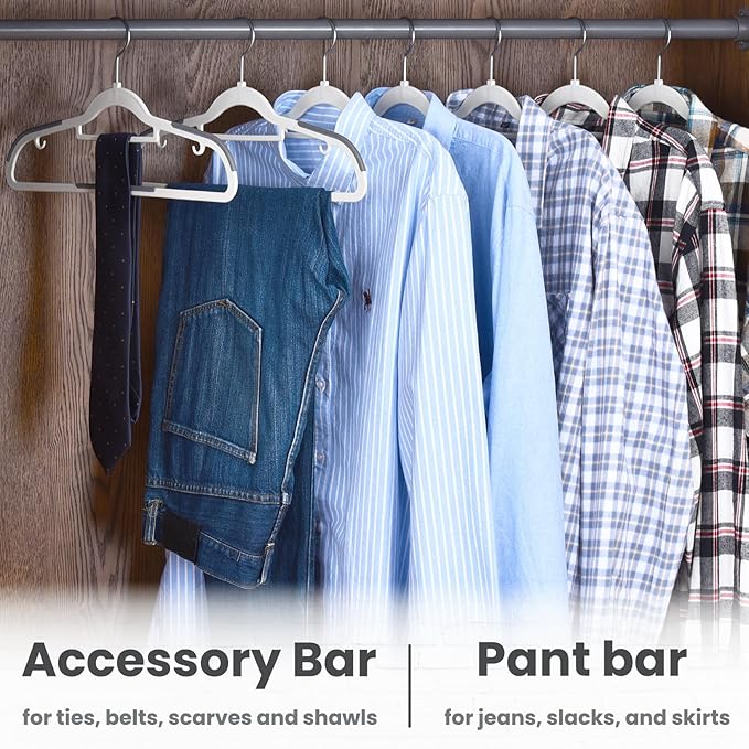 Plastic Hangers 30 Pack, Slim Hangers Non Slip for Closet, Non-staining Space Saving Hanger, 17.1 inches Coat Hanger Heavy Duty Hanging Dry Wet Clothes, Gray