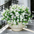 Artificial Flowers for Outdoors Faux Plants Outside Indoor,Realistic UV Resistant Silk Fake Daisy Petunias for Home Patio Garden Back Yard Front Poch Decor Spring Summer(12 Bunches,White)