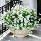 Artificial Flowers for Outdoors Faux Plants Outside Indoor,Realistic UV Resistant Silk Fake Daisy Petunias for Home Patio Garden Back Yard Front Poch Decor Spring Summer(12 Bunches,White)