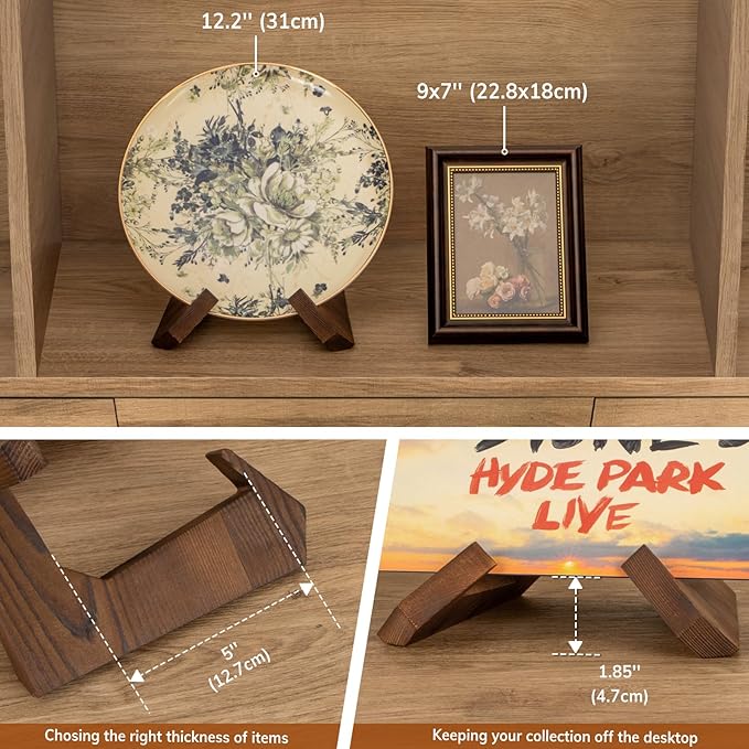ANBOXIT Bowl Stands for Display, 6.5 Inch Plate Holder, Wooden Easel Frame Holder, Display Stand for Large Deep Platters and Dishes, 6.5" H x 8.5" W x 7.8" D (For Bowls under 5" in Depth)