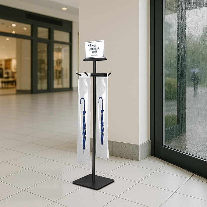 Montex Wet Umbrella Stand with Free 200 Plastic Umbrella Bags and Holder