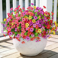 Fake Flowers for Outdoors Faux Plants Outside Indoor,UV Resistant Realistic Silk Artificial Daisy for Home Patio Garden Back Yard Front Poch Decor Spring Summer(12 Bunches,4 Multi Colors)