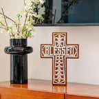 Wall Wooden Cross Christians Spiritual Religious Gifts With Hook on Hanging Wall Or Table With Blessed For Church Home Room Decoration For Christmas (Iron Blessed)