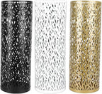 BEIJIALY Metal Umbrella Holder, Umbrella Stand Rack for Entryway, Metal Hollowed Freestanding Round Umbrella Holder Organizer Bin for Home Hotel Office Decor(White Large)