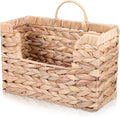 WLLHYF Woven Hanging Magazine Holder Water Hyacinth Storage Basket Wall Mounted Wicker Organizer Boho Modern Farmhouse Book Rack with Handle File Newspaper Mail Holder for Home Office