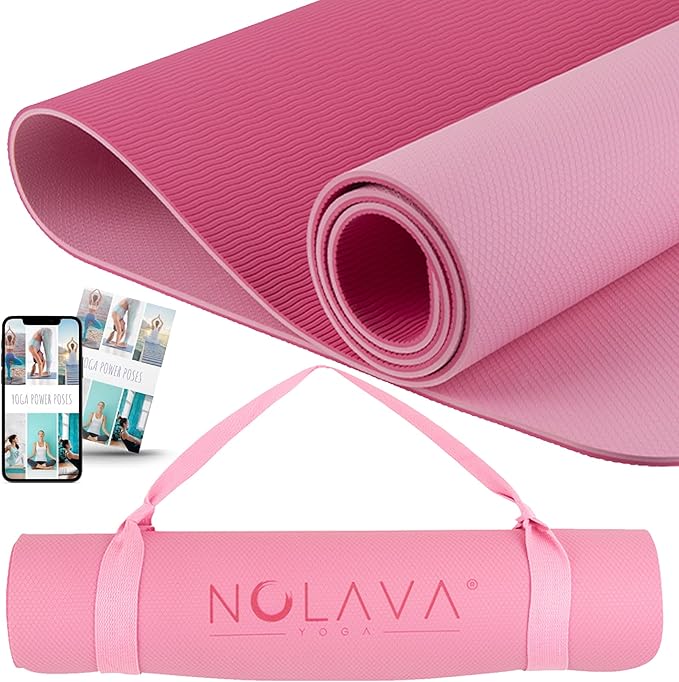 NOLAVA Yoga Mats & Complete Sets - TPE, Non-Slip - Includes Mat, Blocks, Strap, & More (6pc or 7pc Sets) - For Pilates, Yoga & Fitness