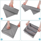 Dresser Drawer under Cabinet Clothes Organizer 3 Cell Foldable Storage Cubes Underwear Drawer Organizer Dividers Storage Boxes for Bra, （Grey）