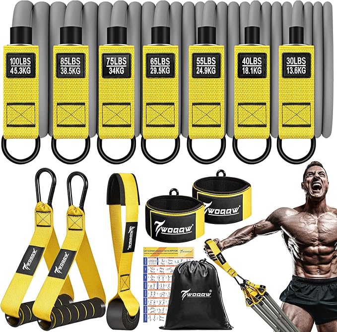 WOQQW Heavy Resistance Bands for Working Out, 350lbs/450lbs Exercise Bands with Handles, Workout Bands Set for Men, Fitness Weight Bands for Muscle Strength Training,Stretching,Slim,Home Gym Equipment