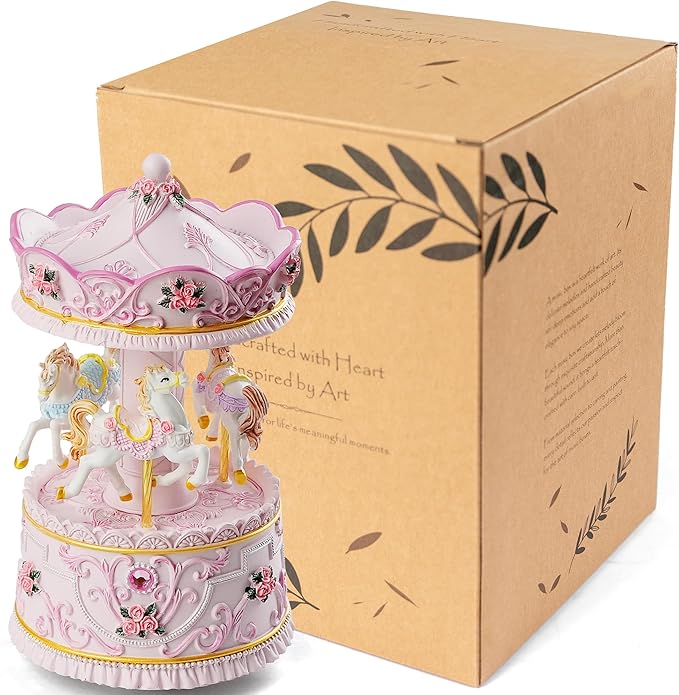Carousel Music Box Gift, Wind Up Musical Box with Light Christmas Valentine's Day Anniversary Birthday Gifts for Wife Girls Girlfriend Daughter Son Plays You are My Sunshine