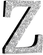 Qunclay 8'' Silver Crystal Diamond Bling Letters Crushed Diamond Decoration Wooden Glitter Letter with Screw and Hooks Rhinestone Gift for Wedding Y2k Mcbling Bedroom Wall Decor (Letter Z)