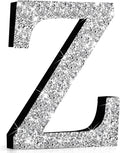 Qunclay 12'' Silver Crystal Diamond Bling Letters Crushed Diamond Decoration Wooden Glitter Letter with Screw and Hooks Rhinestone Gift for Wedding Y2k Mcbling Bedroom Wall Decor (Letter Z)