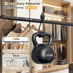 Mavivegue Adjustable Closet Rods for Hanging Clothes, Heavy Duty Closet Hanging Rod, Double Hanging Closet Rod, Space-Saving Closet Extender Hanging Rod,1 Pack Black