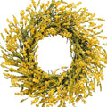 TEMPUS 20 Inch Yellow Flower String for Front Doors Wreath Spring and Summer Wreath for Indoor and Outdoor Decor Rustic and Farmhouse Style Home Decor（Yellow ）