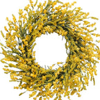 TEMPUS 20 Inch Yellow Flower String for Front Doors Wreath Spring and Summer Wreath for Indoor and Outdoor Decor Rustic and Farmhouse Style Home Decor（Yellow ）