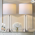 QiMH Touch Control Table Lamps Set of 2 with USB A+C Ports, 3-Way Dimmable Bedside Lamp for Living Room Bedroom House, Modern Nightstand Lamp with 2 LED Bulbs