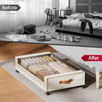 Yecaye Under Bed Storage with Wheels, 2 Pack Under Bed Storage Containers, 60L Underbed Shoe Storage with Clear Window & Label, Rolling Under Bed Metal Drawer for Clothes, Shoes, Books, Blankets