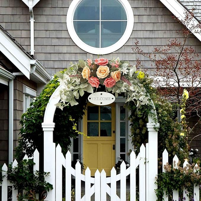 WYSRJ Artificial Flower Swag 30Inch Rose Swag Flowers Wedding Arch Swag Artificial Floral Swag Wreath for Wedding Home Room Garden Lintel Decoration