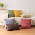 Aegero Pack of 2 Corduroy Decorative Throw Pillow Covers 20x20 InchSoft Striped Pillow Covers Modern Farmhouse Home Decor for Sofa Living Room Couch Bed（Coffee）