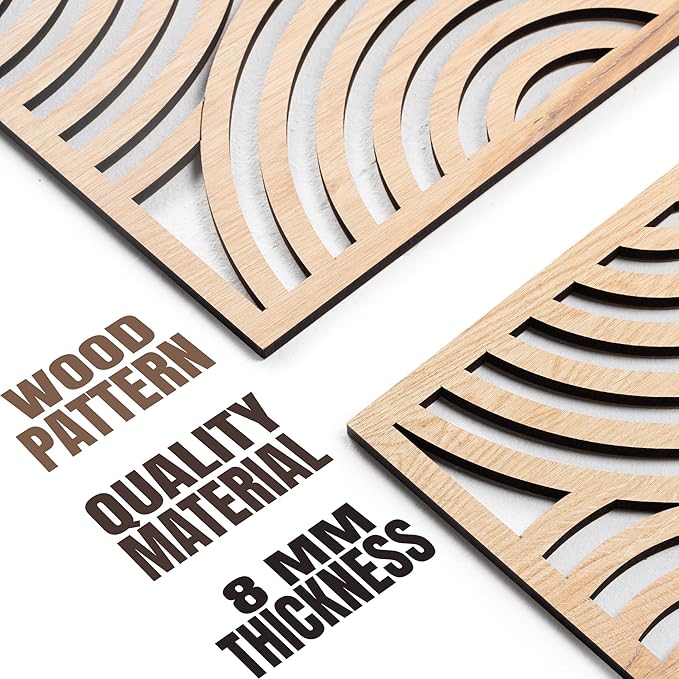 qmmp Modern Wooden Wall Sculptures - Set of 3 - Home Decor Accent - Large Wall Art for Living Room, Bedroom, Office - Easy Installation (Oak, Medium - Orbit)